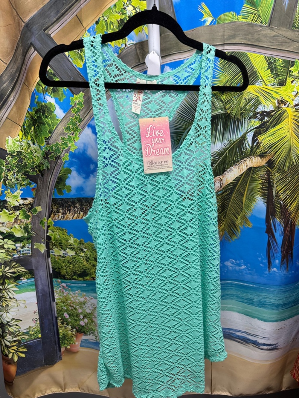 Mikes Mint Crochet Tank Cover-Up